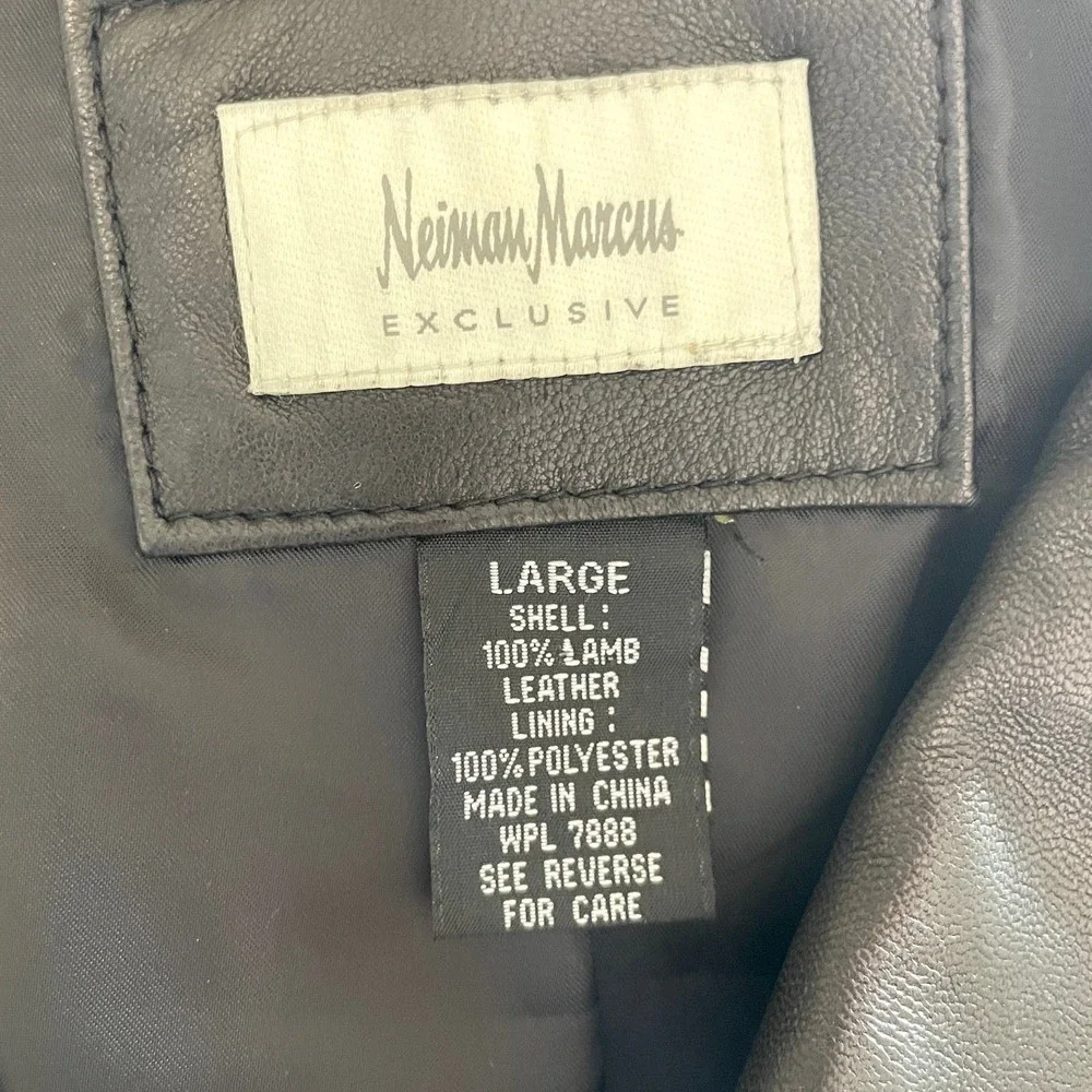 Neiman Marcus Lamb Leather Blazer Jacket In Black Size Large